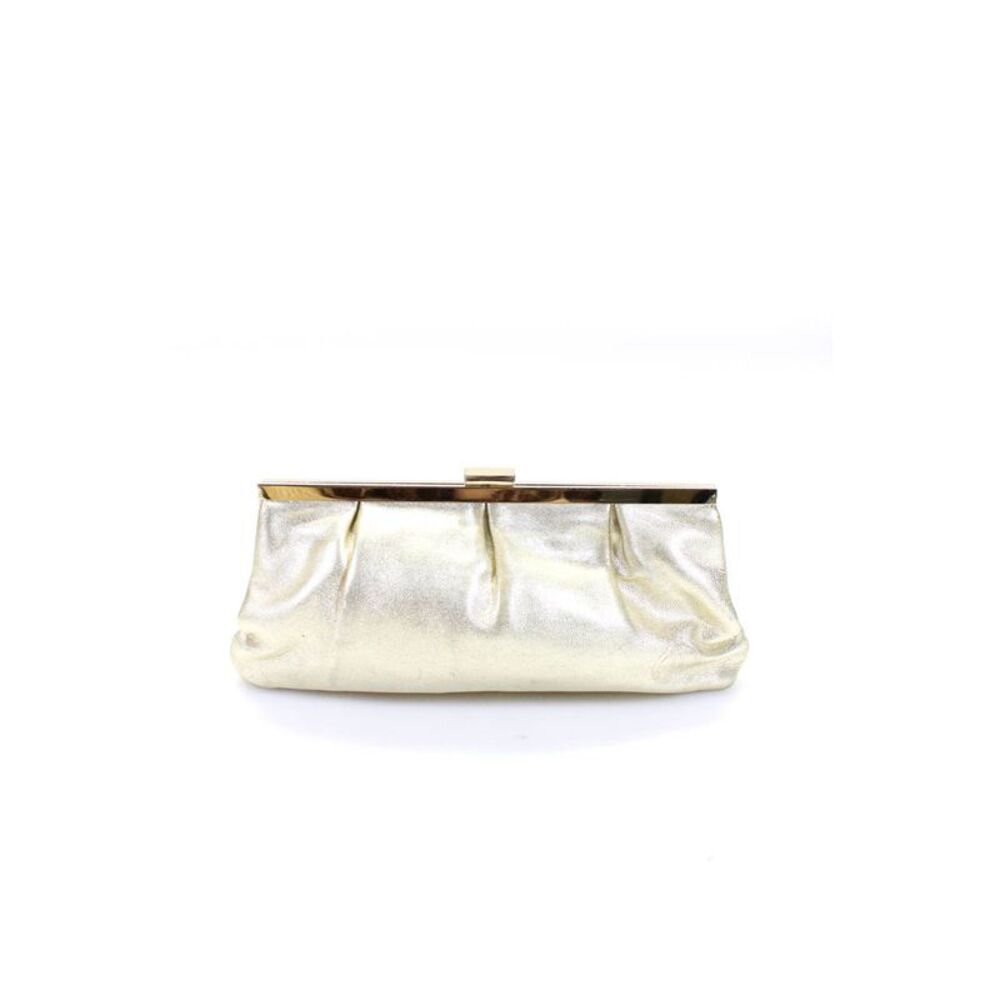 Lilly Pulitzer Womens Leather Pleated Front Shoulder Handbag Gold Metallic
